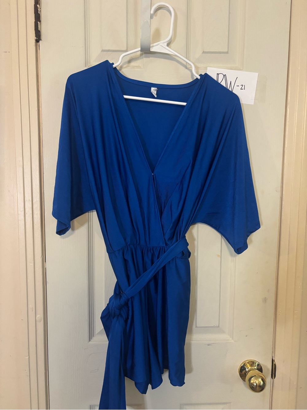 glam Royal Blue Wrap romper with Tie Waist